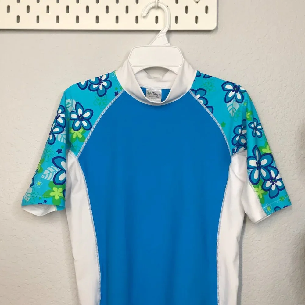 Tuga Kids Rash Guard Swim Top | Turquoise | 11/12
